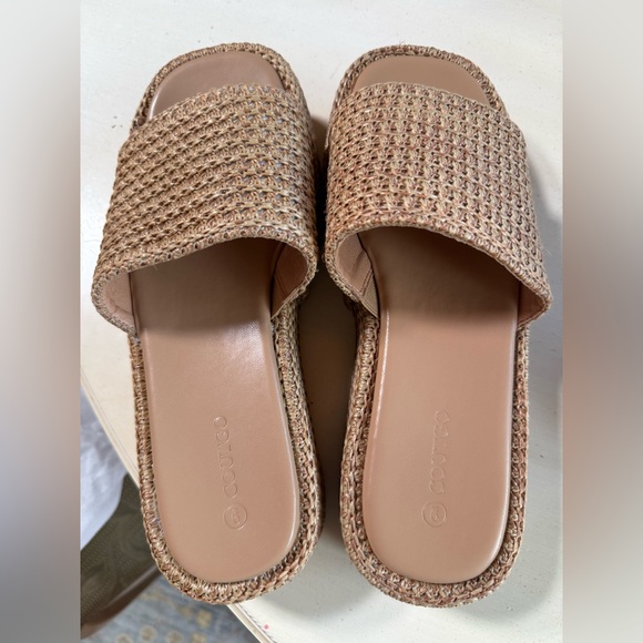 NEW! Women's ‘COFFEE’ Color Raffia Platform Sandals-9M - Picture 11 of 17